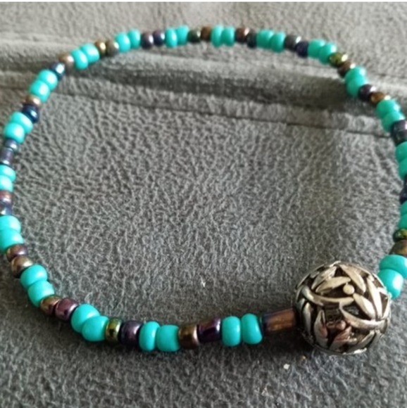 Dragonfly silver plated beaded dainty anklet - Picture 3 of 5